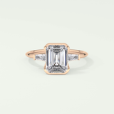 2.0 CT Emerald Cut Half Bezel Three Stone Lab-Grown Diamond Engagement Ring 7