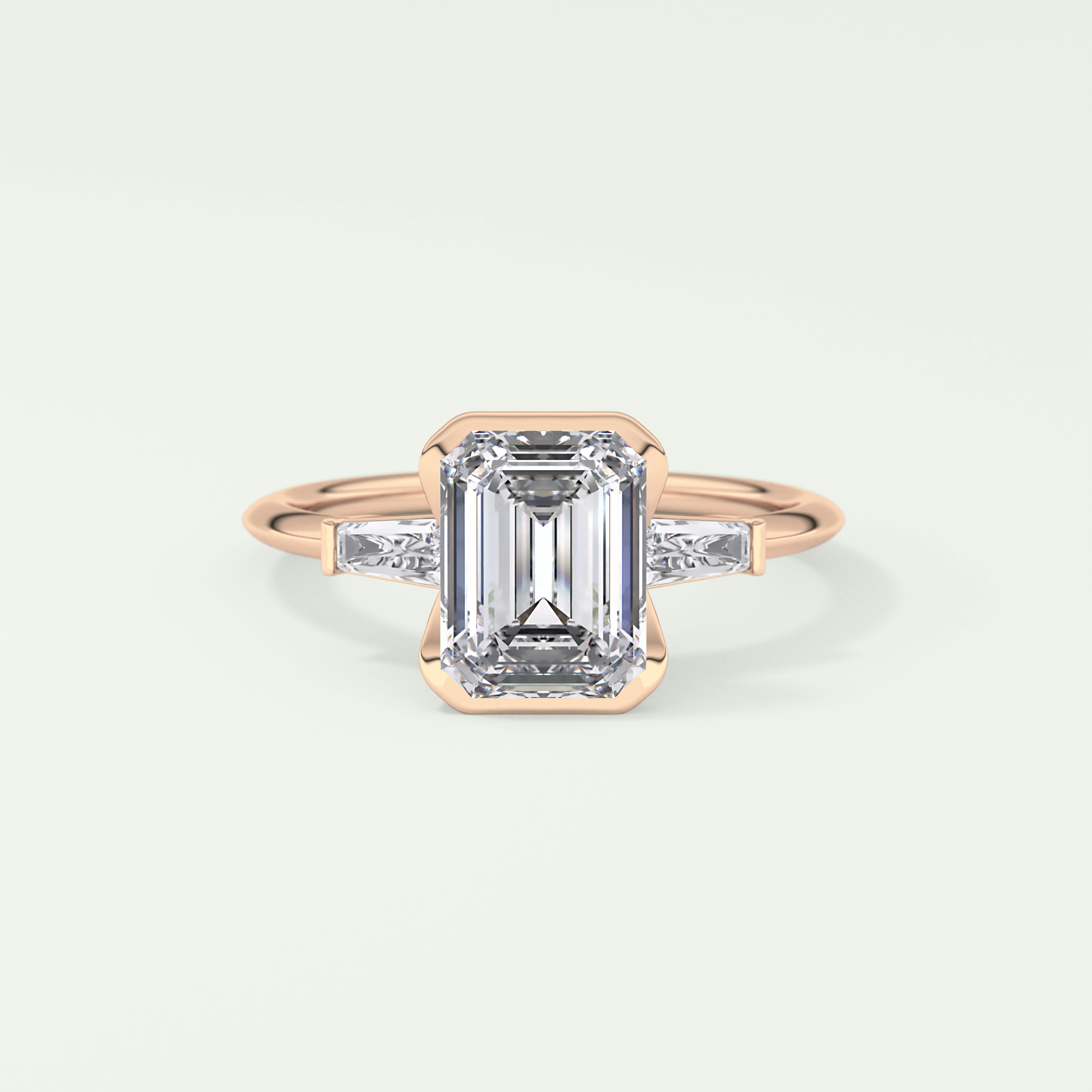 2.0 CT Emerald Cut Half Bezel Three Stone Lab-Grown Diamond Engagement Ring 7