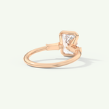 2.0 CT Emerald Cut Half Bezel Three Stone Moissanite Engagement Ring