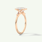 2.0 CT Emerald Cut Half Bezel Three Stone Moissanite Engagement Ring