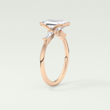 2.0 CT Emerald Cut Half Bezel Three Stone Lab-Grown Diamond Engagement Ring 11