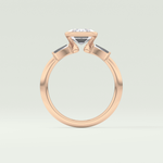2.0 CT Emerald Cut Half Bezel Three Stone Lab-Grown Diamond Engagement Ring 12