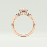 2.0 CT Emerald Cut Half Bezel Three Stone Lab-Grown Diamond Engagement Ring 12