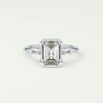 2.0 CT Emerald Cut Half Bezel Three Stone Lab-Grown Diamond Engagement Ring 13