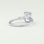 2.0 CT Emerald Cut Half Bezel Three Stone Lab-Grown Diamond Engagement Ring 14