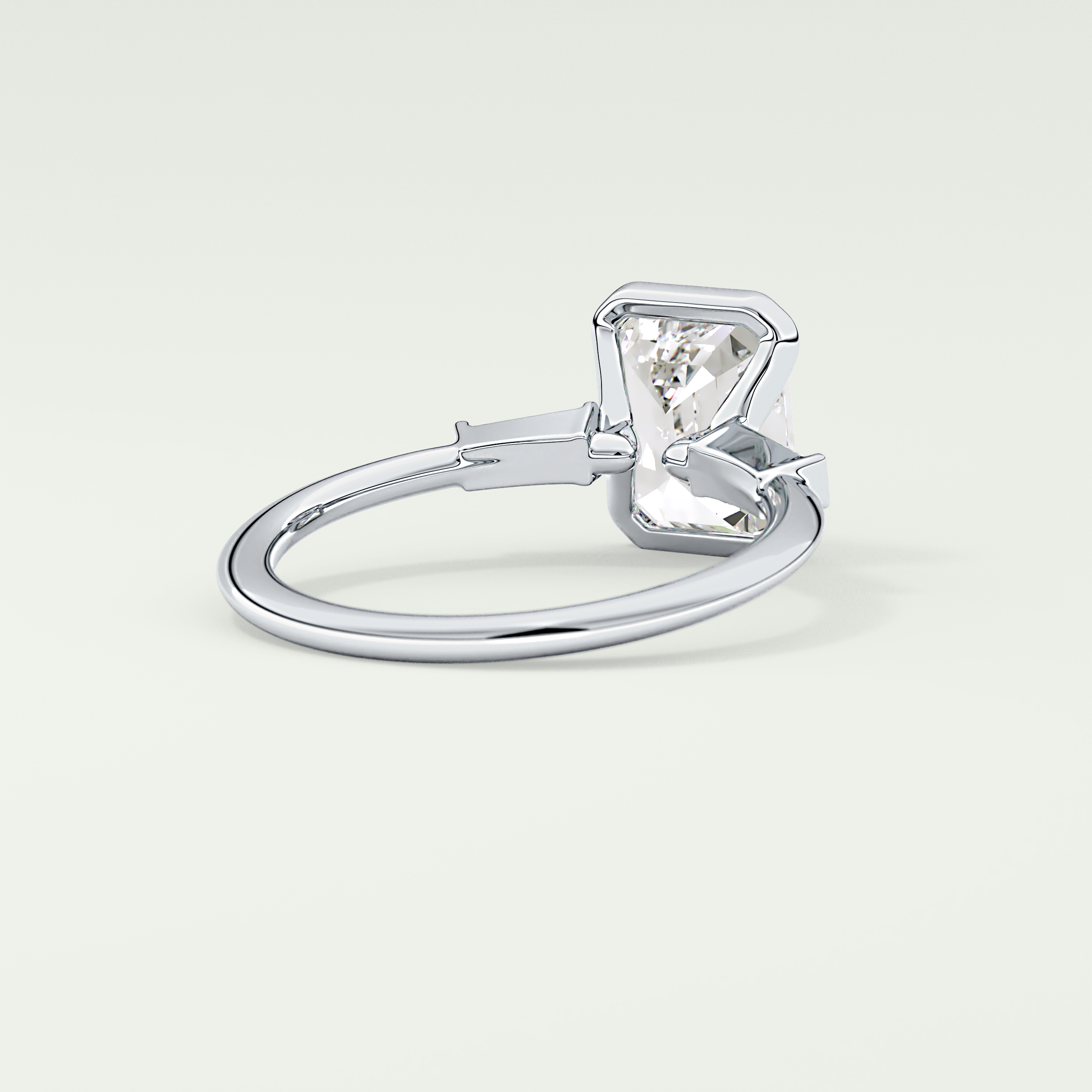 2.0 CT Emerald Cut Half Bezel Three Stone Lab-Grown Diamond Engagement Ring 14
