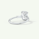 2.0 CT Emerald Cut Half Bezel Three Stone Moissanite Engagement Ring