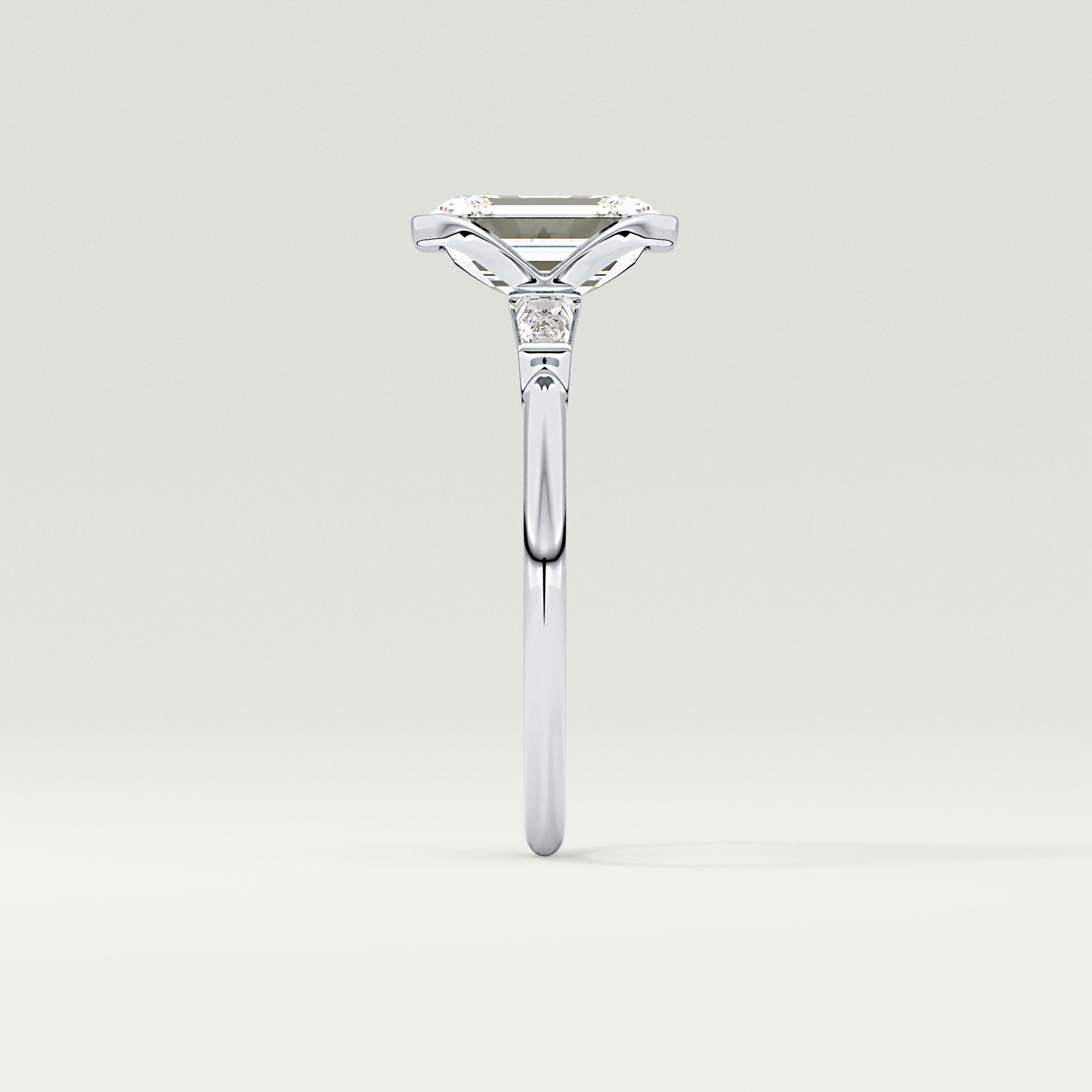 2.0 CT Emerald Cut Half Bezel Three Stone Lab-Grown Diamond Engagement Ring 16