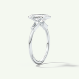 2.0 CT Emerald Cut Half Bezel Three Stone Moissanite Engagement Ring