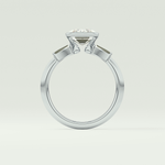 2.0 CT Emerald Cut Half Bezel Three Stone Lab-Grown Diamond Engagement Ring 18