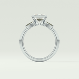 2.0 CT Emerald Cut Half Bezel Three Stone Lab-Grown Diamond Engagement Ring 18