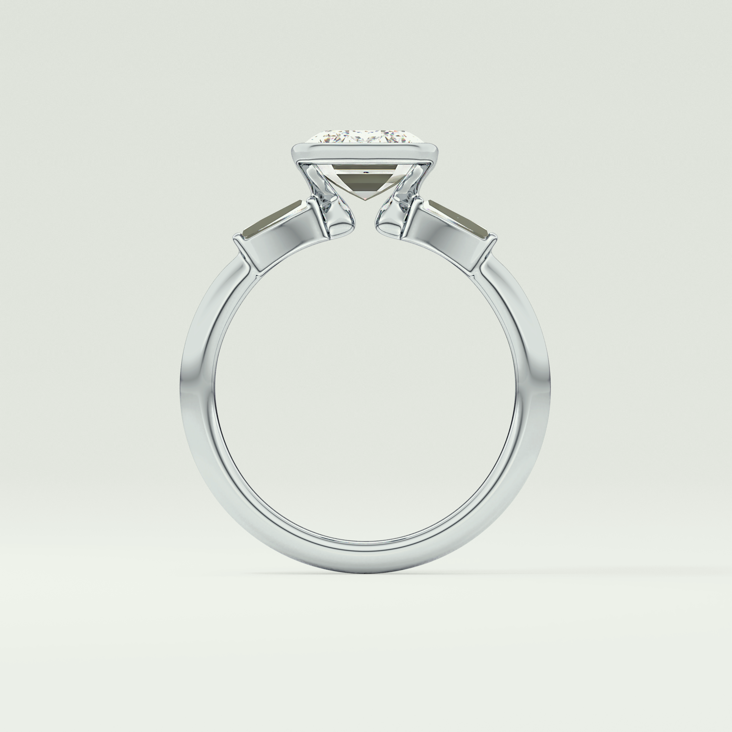 2.0 CT Emerald Cut Half Bezel Three Stone Lab-Grown Diamond Engagement Ring 18
