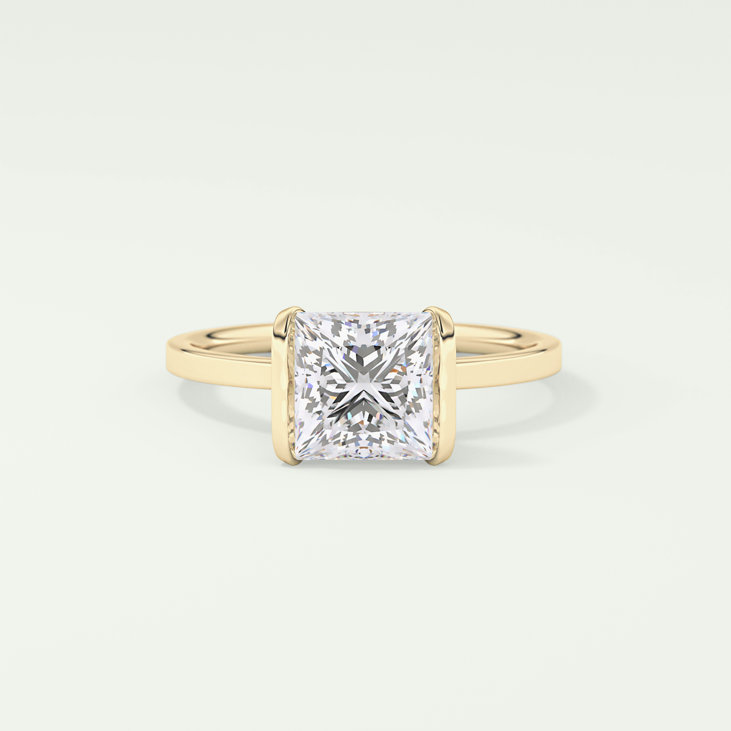 2.0 CT Princess Cut Half Bezel Lab-Grown Diamond Engagement Ring 1