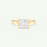 2.0 CT Princess Cut Half Bezel Moissanite Engagement Ring