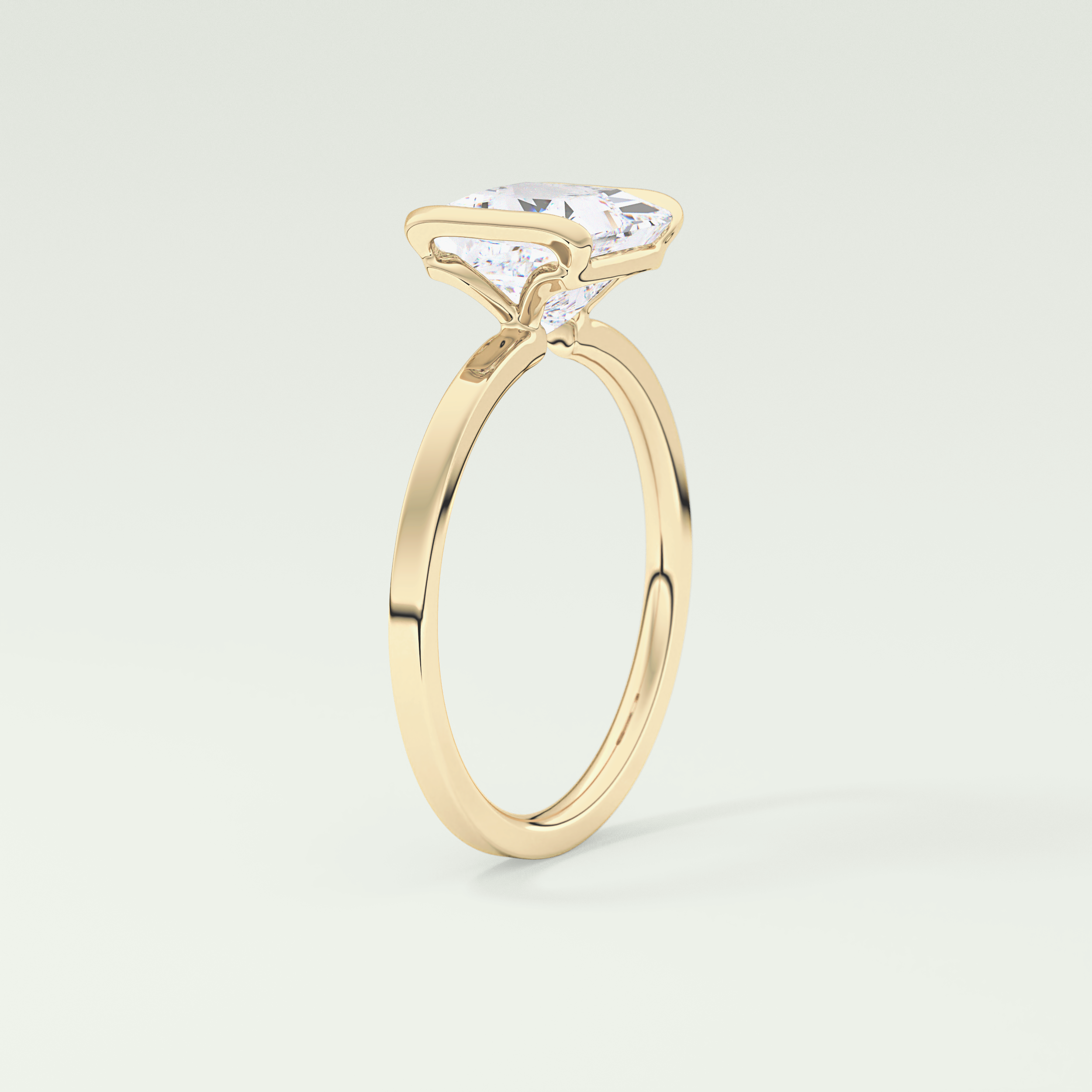 2.0 CT Princess Cut Half Bezel Lab-Grown Diamond Engagement Ring 5