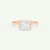 2.0 CT Princess Cut Half Bezel Moissanite Engagement Ring