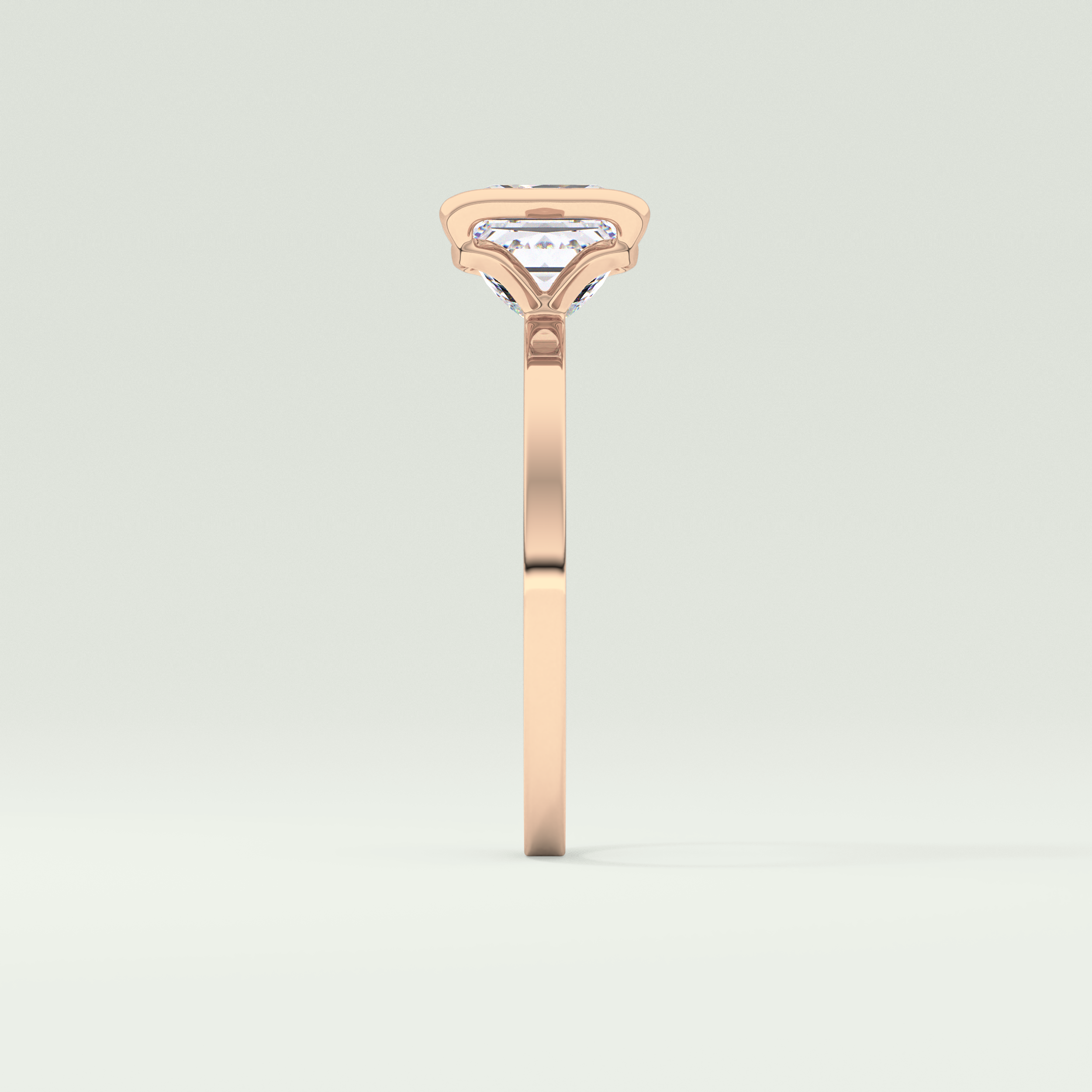 2.0 CT Princess Cut Half Bezel Lab-Grown Diamond Engagement Ring 10
