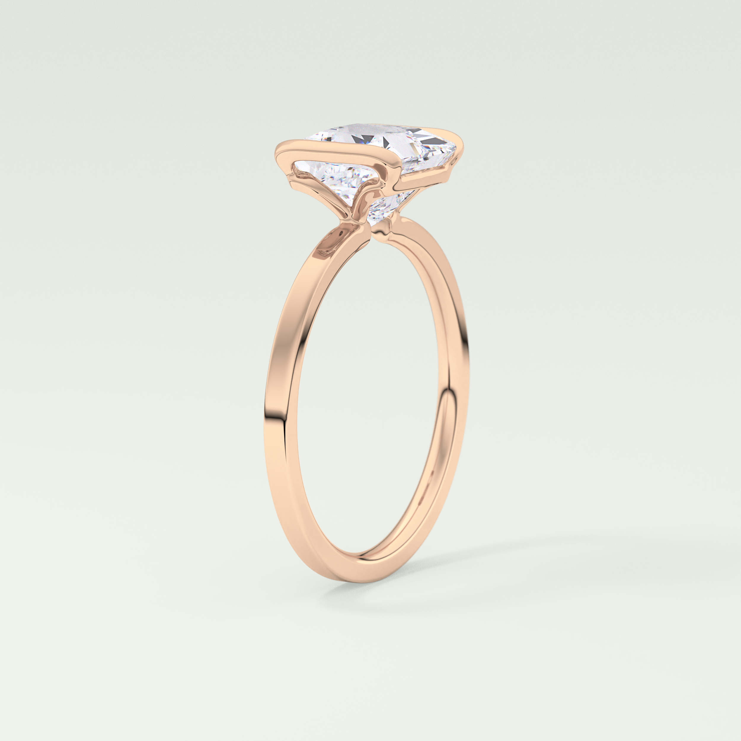 2.0 CT Princess Cut Half Bezel Lab-Grown Diamond Engagement Ring 11