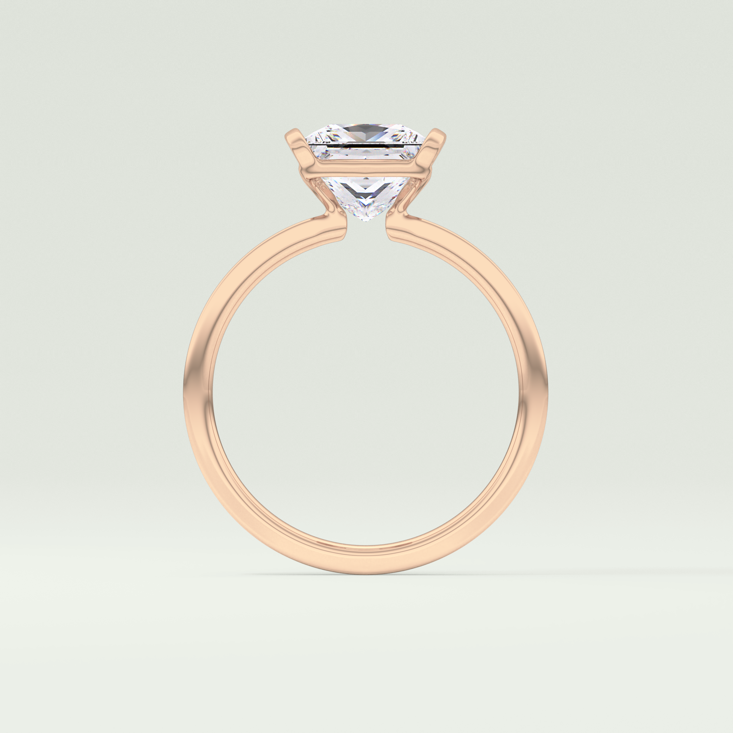 2.0 CT Princess Cut Half Bezel Lab-Grown Diamond Engagement Ring 12