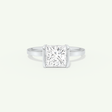 2.0 CT Princess Cut Half Bezel Moissanite Engagement Ring