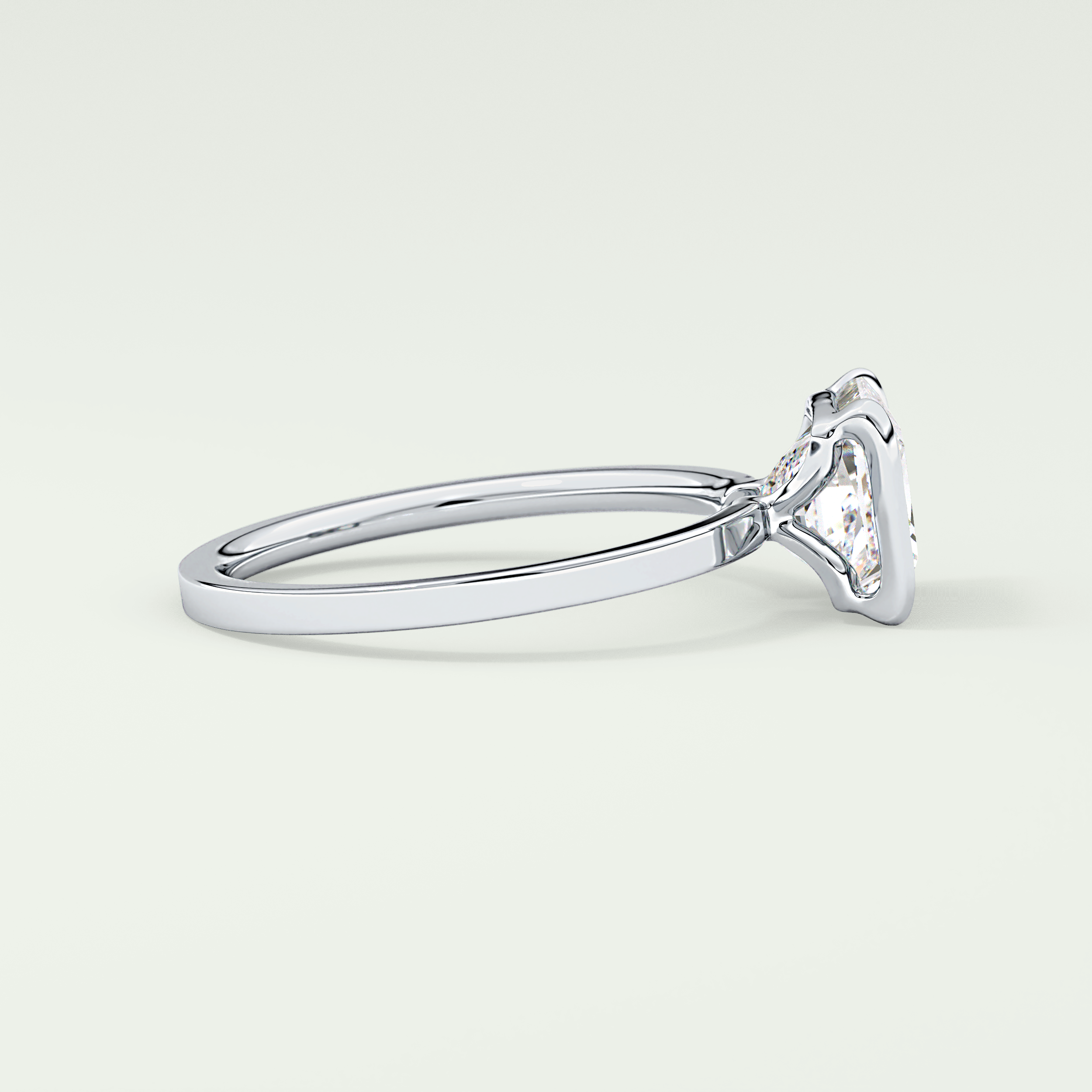 2.0 CT Princess Cut Half Bezel Lab-Grown Diamond Engagement Ring 15