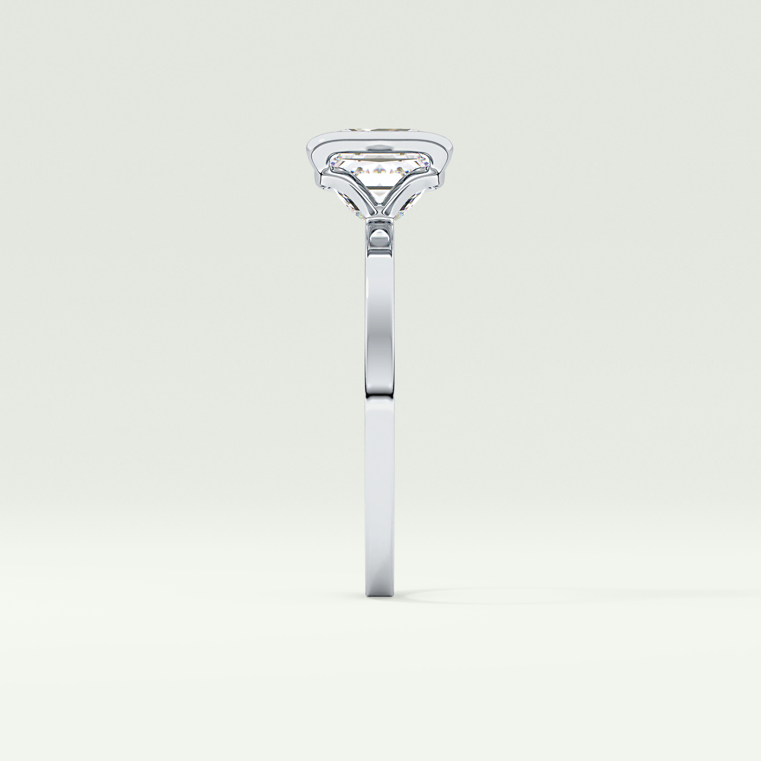 2.0 CT Princess Cut Half Bezel Lab-Grown Diamond Engagement Ring 16
