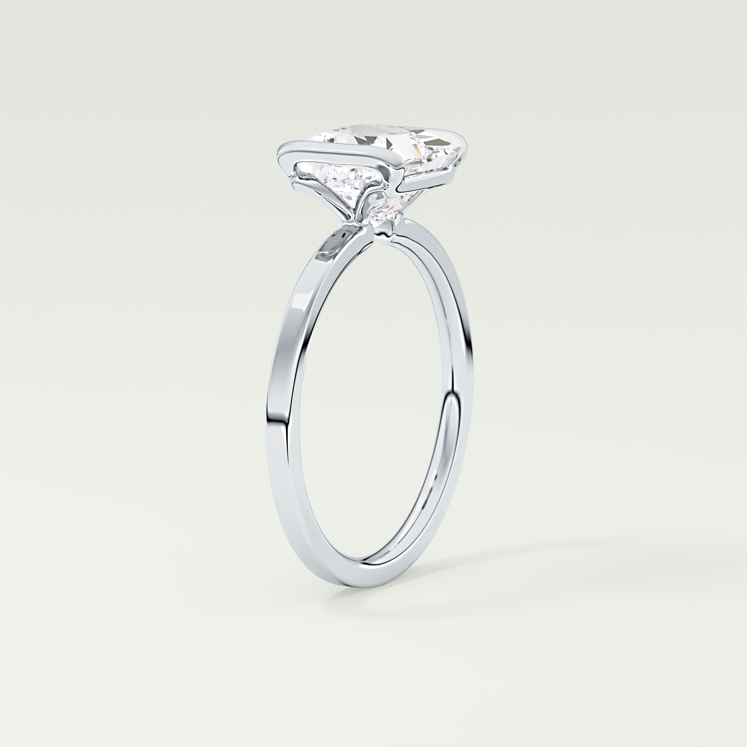 2.0 CT Princess Cut Half Bezel Lab-Grown Diamond Engagement Ring 17