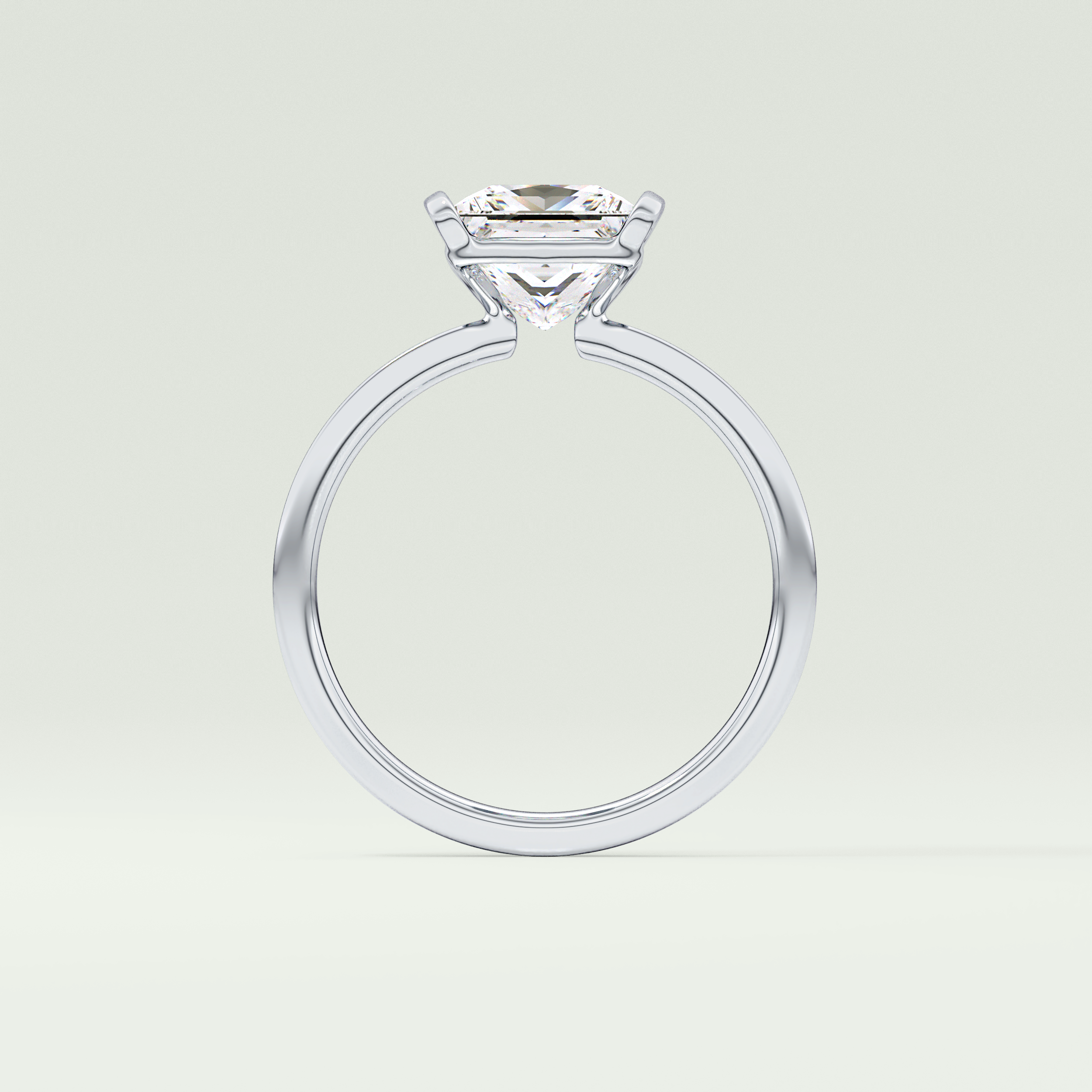 2.0 CT Princess Cut Half Bezel Lab-Grown Diamond Engagement Ring 18