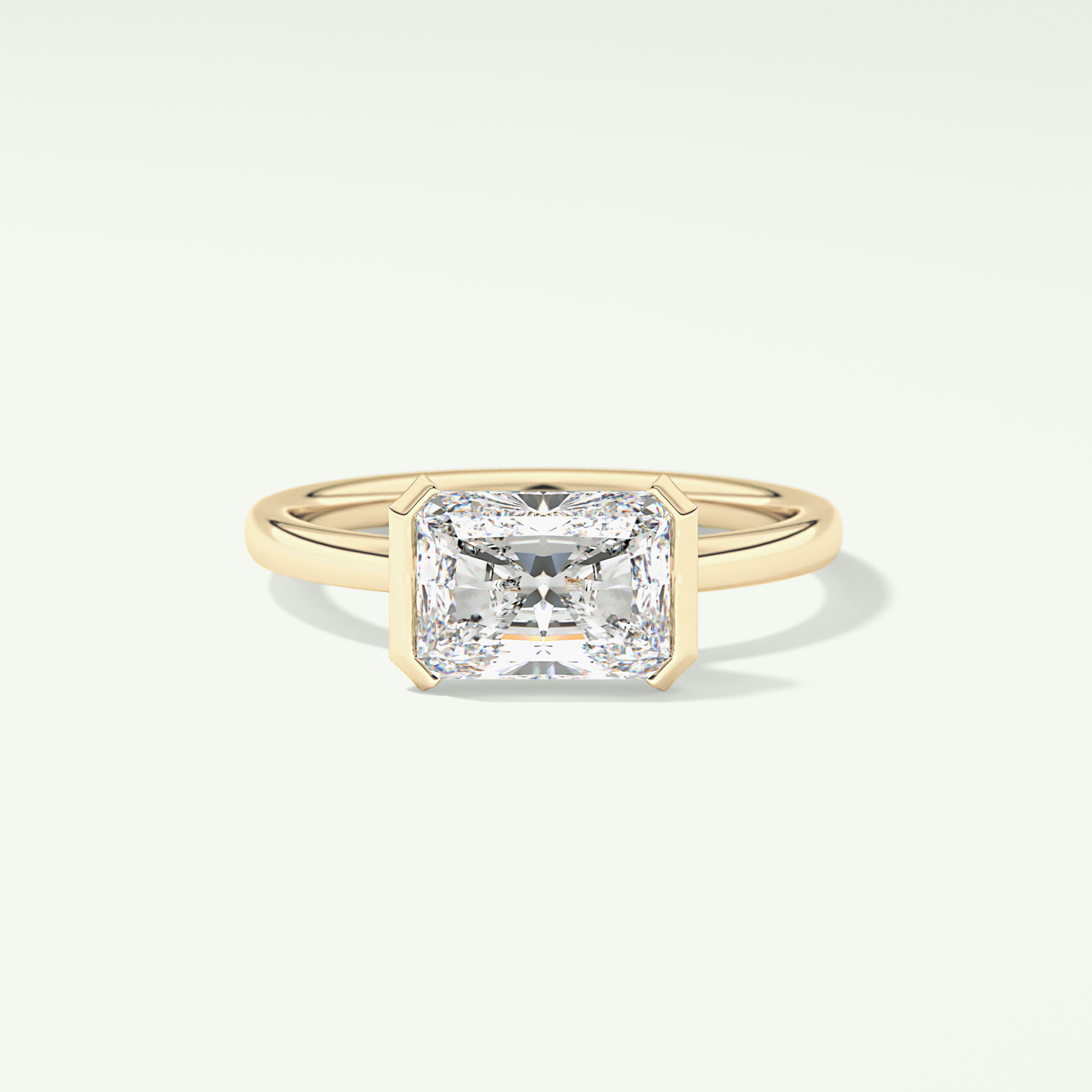 2.0 CT Radiant Cut Half Bezel Moissanite Engagement Ring