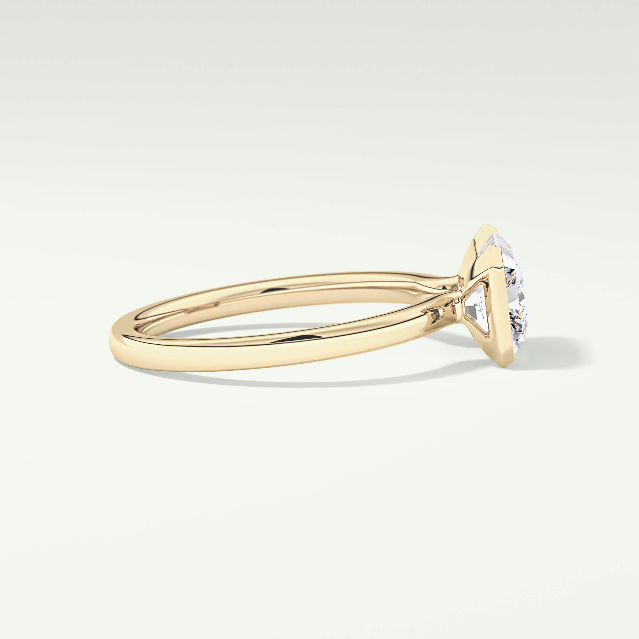 2.0 CT Radiant Cut Half Bezel Lab Grown Diamond Engagement Ring