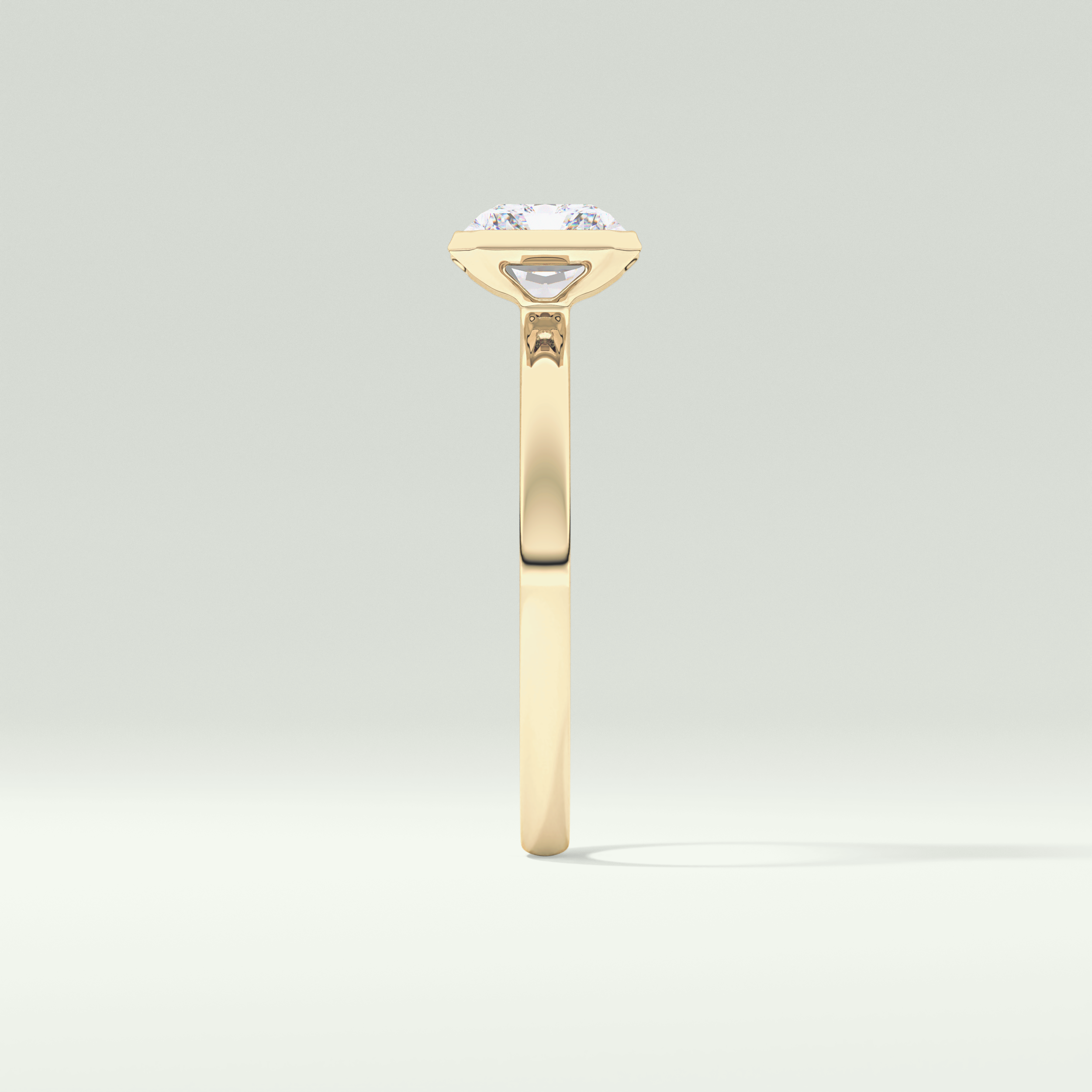 2.0 CT Radiant Cut Half Bezel Lab Grown Diamond Engagement Ring