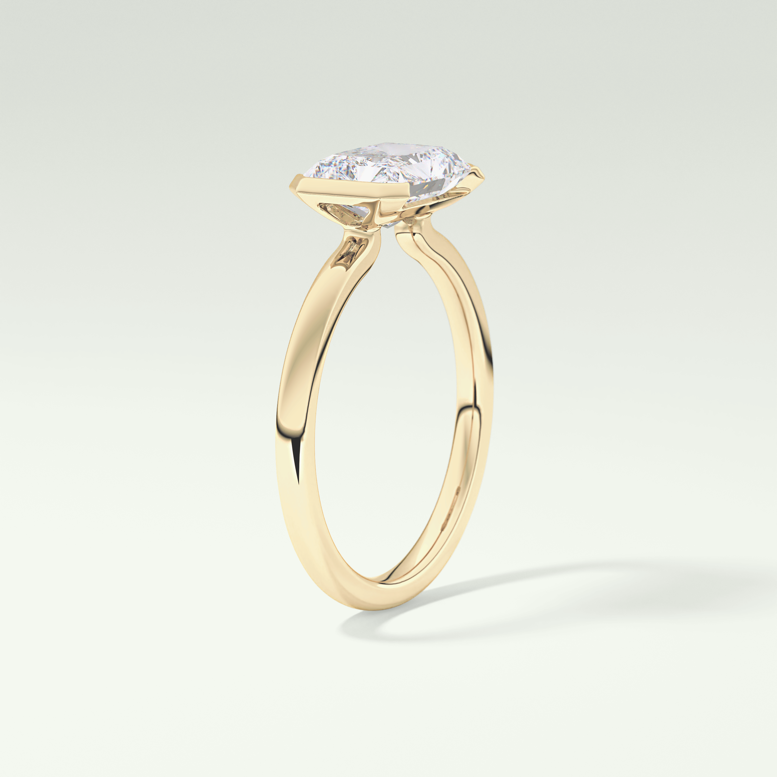 2.0 CT Radiant Cut Half Bezel Lab Grown Diamond Engagement Ring