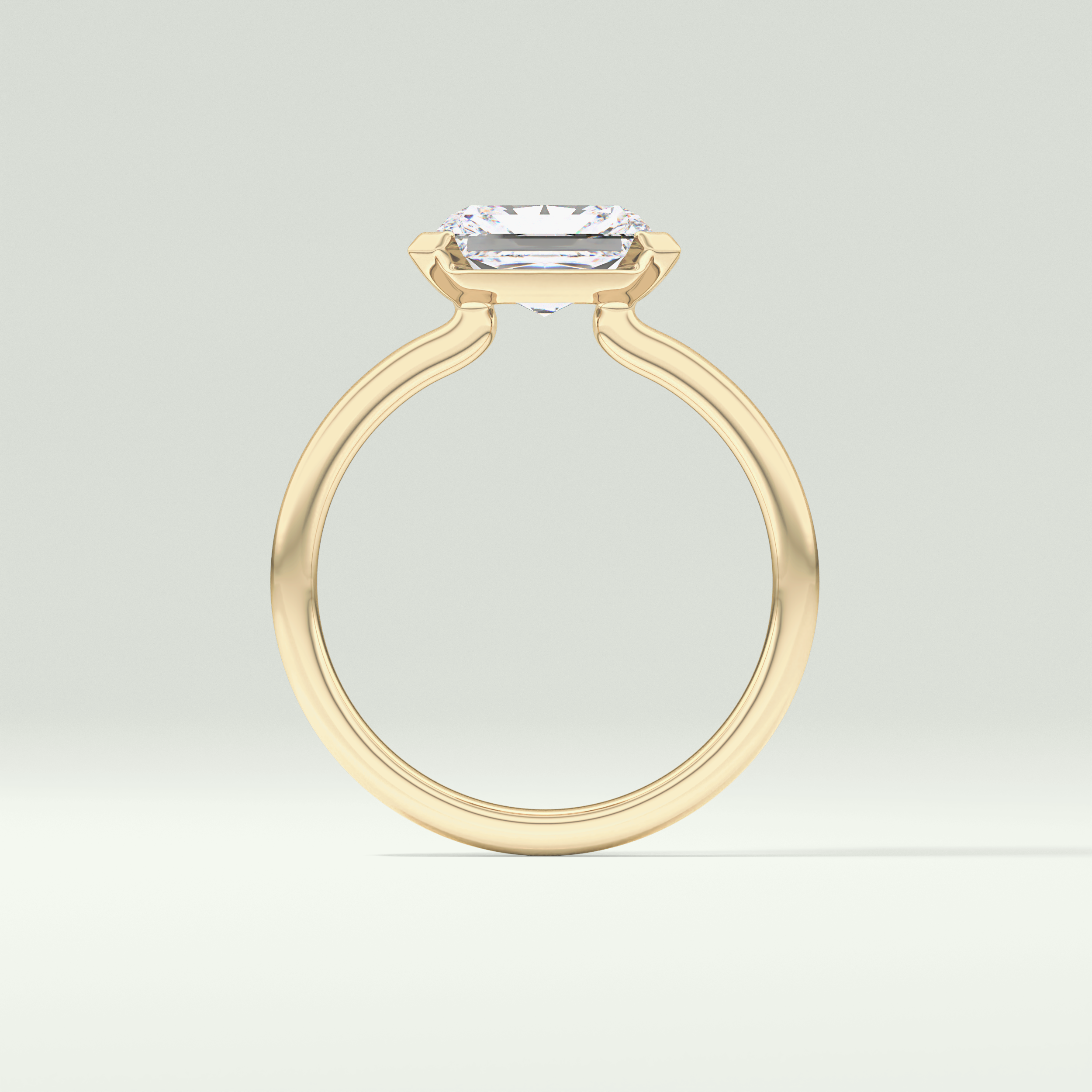 2.0 CT Radiant Cut Half Bezel Lab Grown Diamond Engagement Ring