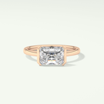 2.0 CT Radiant Cut Half Bezel Lab Grown Diamond Engagement Ring