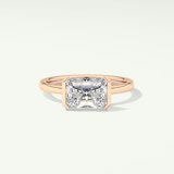 2.0 CT Radiant Cut Half Bezel Lab Grown Diamond Engagement Ring