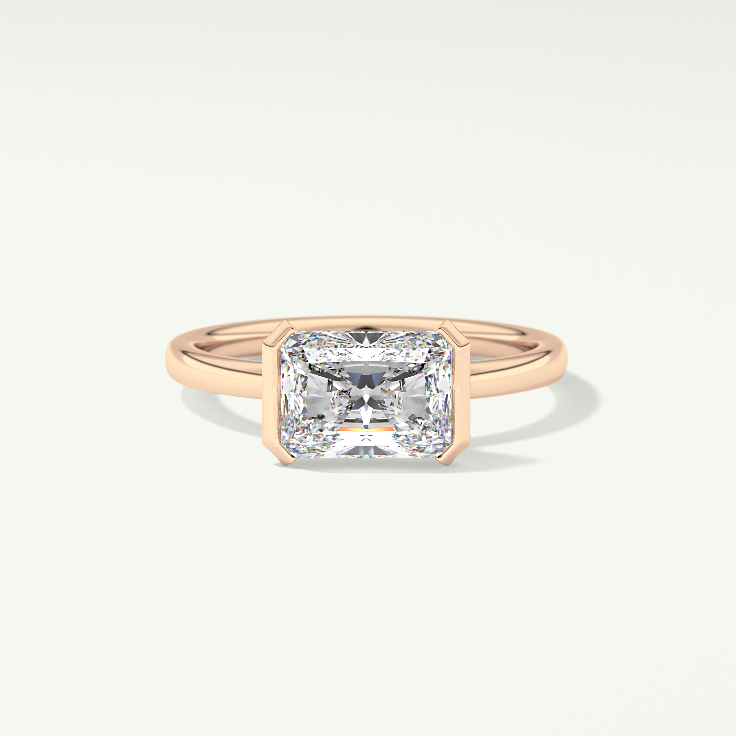 2.0 CT Radiant Cut Half Bezel Lab Grown Diamond Engagement Ring