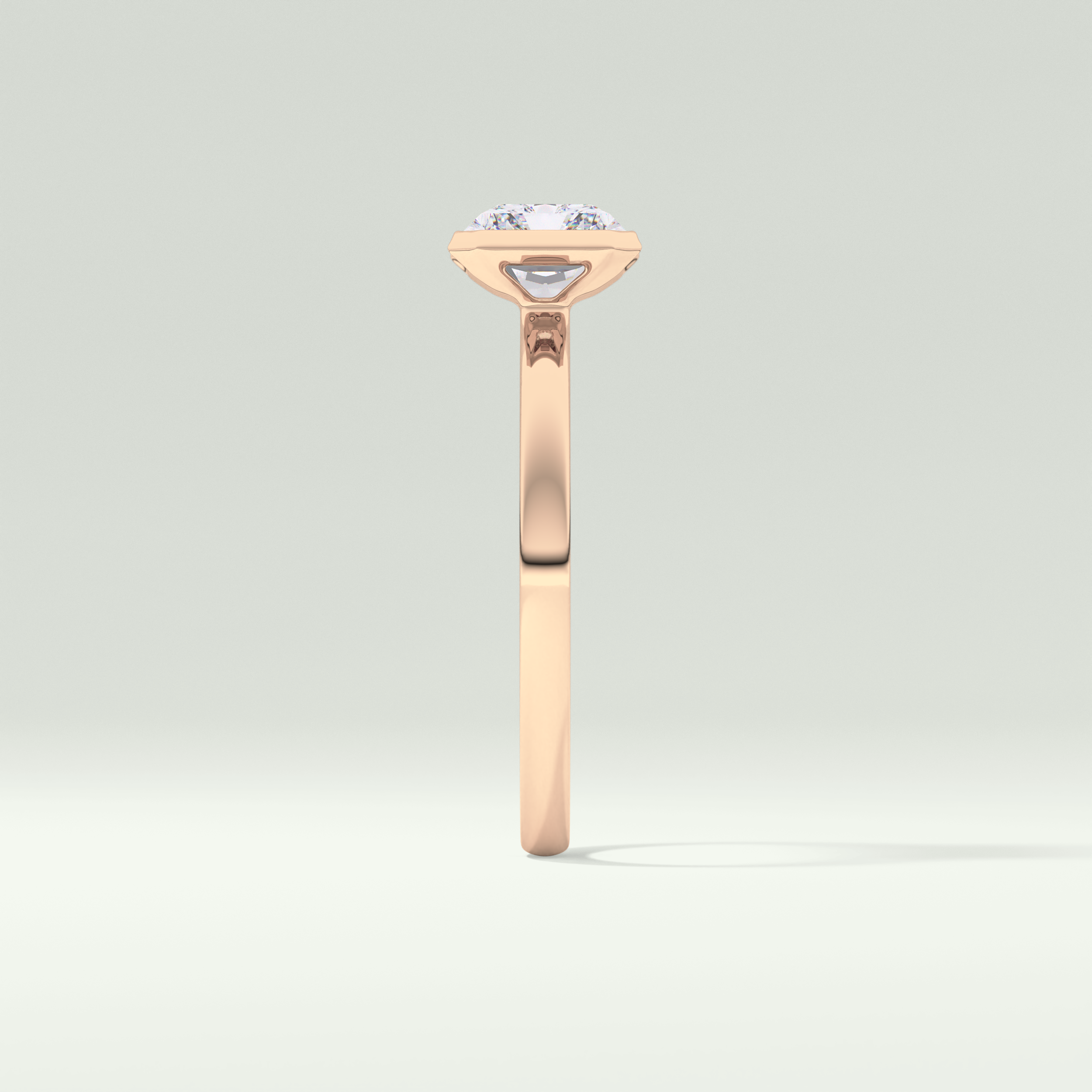 2.0 CT Radiant Cut Half Bezel Lab Grown Diamond Engagement Ring