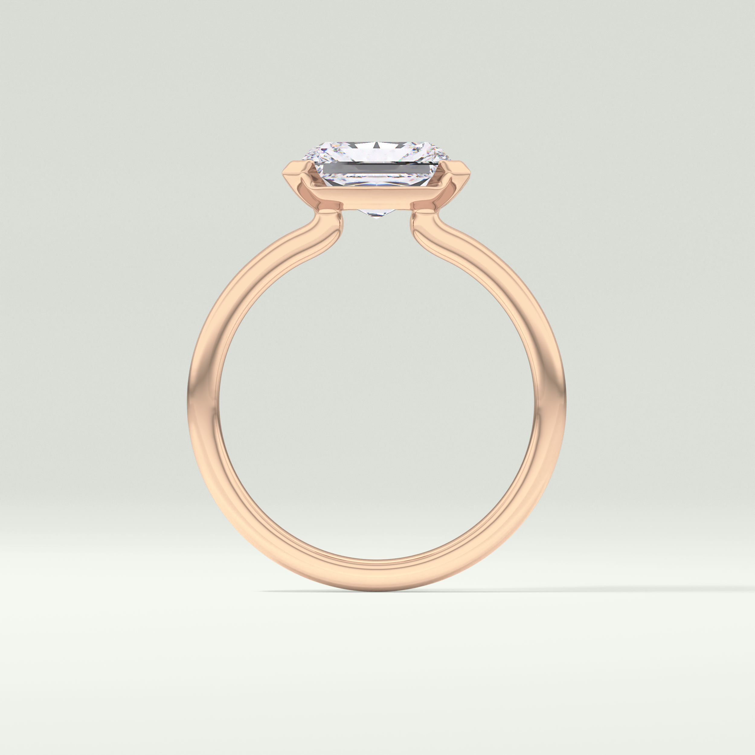 2.0 CT Radiant Cut Half Bezel Lab Grown Diamond Engagement Ring