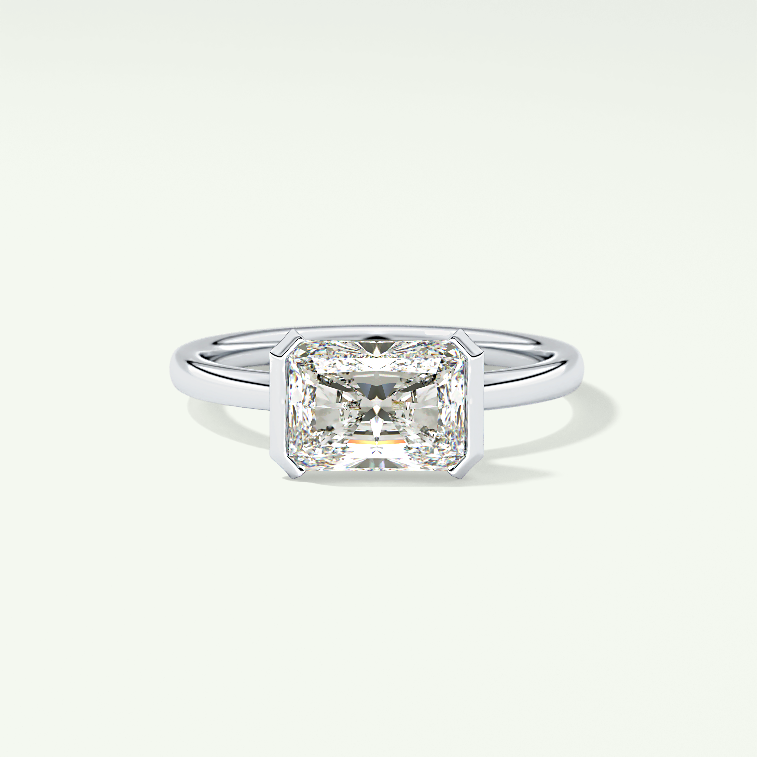 2.0 CT Radiant Cut Half Bezel Lab Grown Diamond Engagement Ring