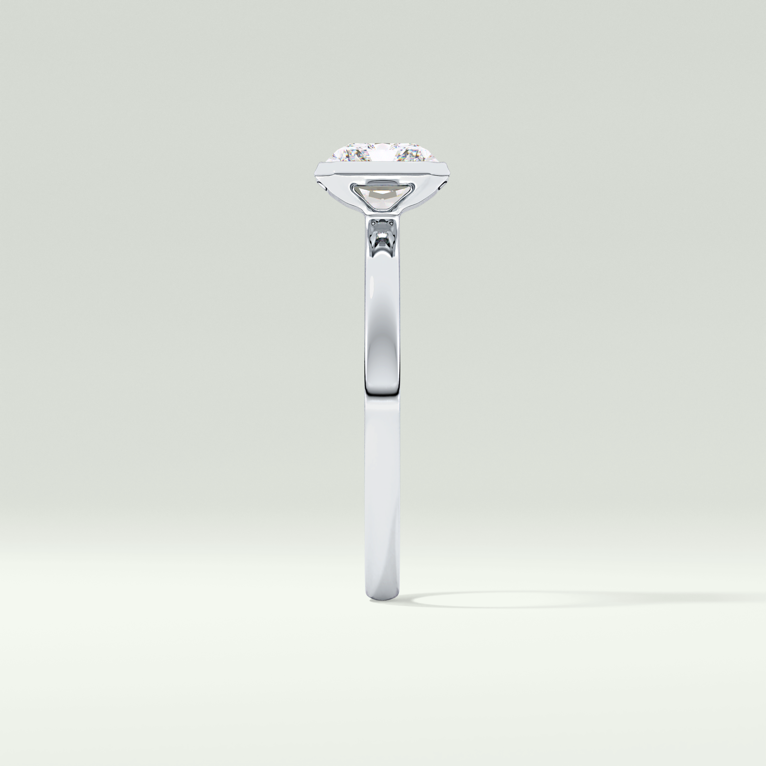 2.0 CT Radiant Cut Half Bezel Lab Grown Diamond Engagement Ring