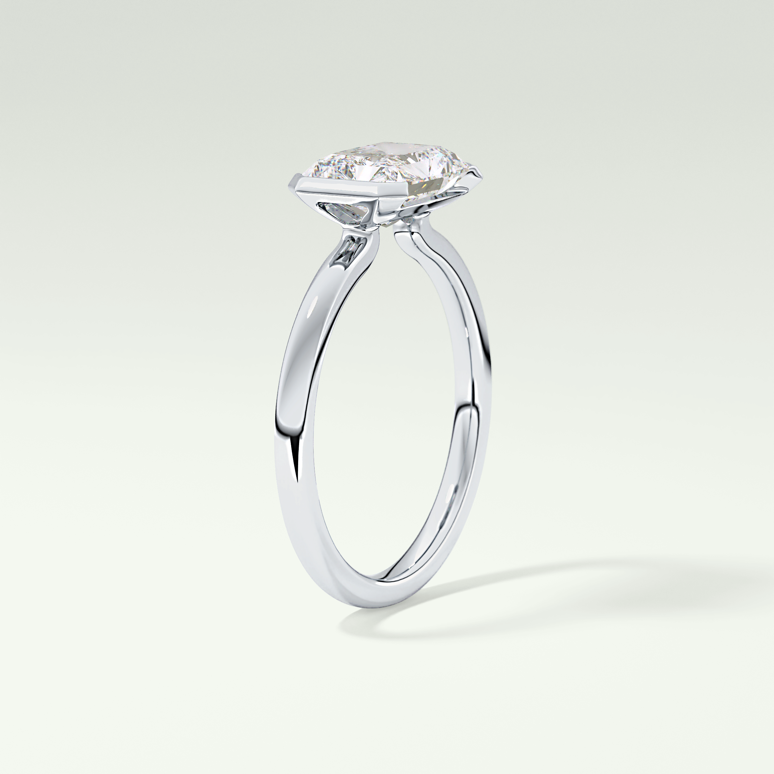 2.0 CT Radiant Cut Half Bezel Lab Grown Diamond Engagement Ring