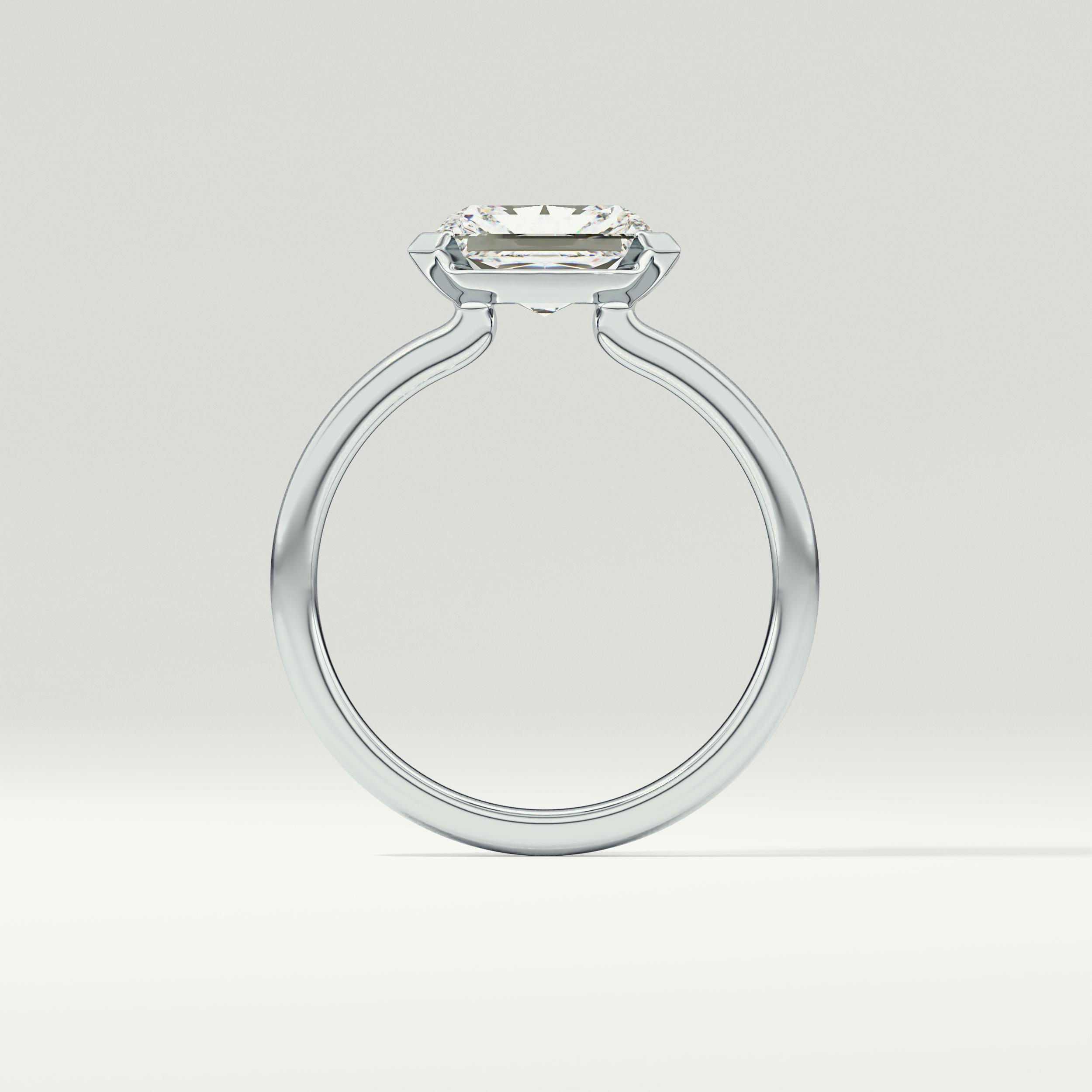 2.0 CT Radiant Cut Half Bezel Lab Grown Diamond Engagement Ring