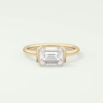 2.0 CT Emerald Cut Half Bezel Lab Grown Diamond Engagement Ring