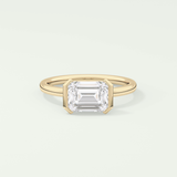 2.0 CT Emerald Cut Half Bezel Lab Grown Diamond Engagement Ring