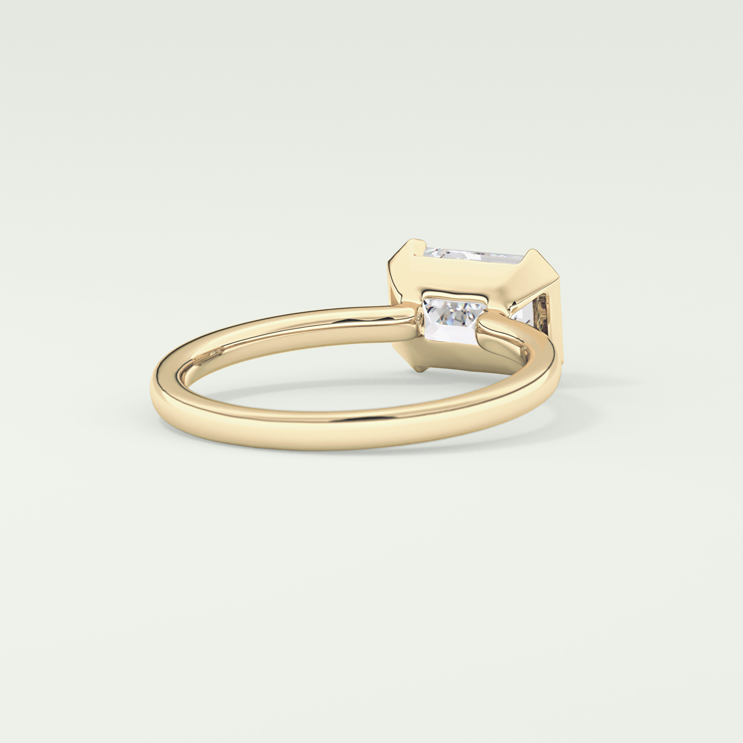 2.0 CT Emerald Cut Half Bezel Lab Grown Diamond Engagement Ring