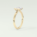 2.0 CT Emerald Cut Half Bezel Lab Grown Diamond Engagement Ring