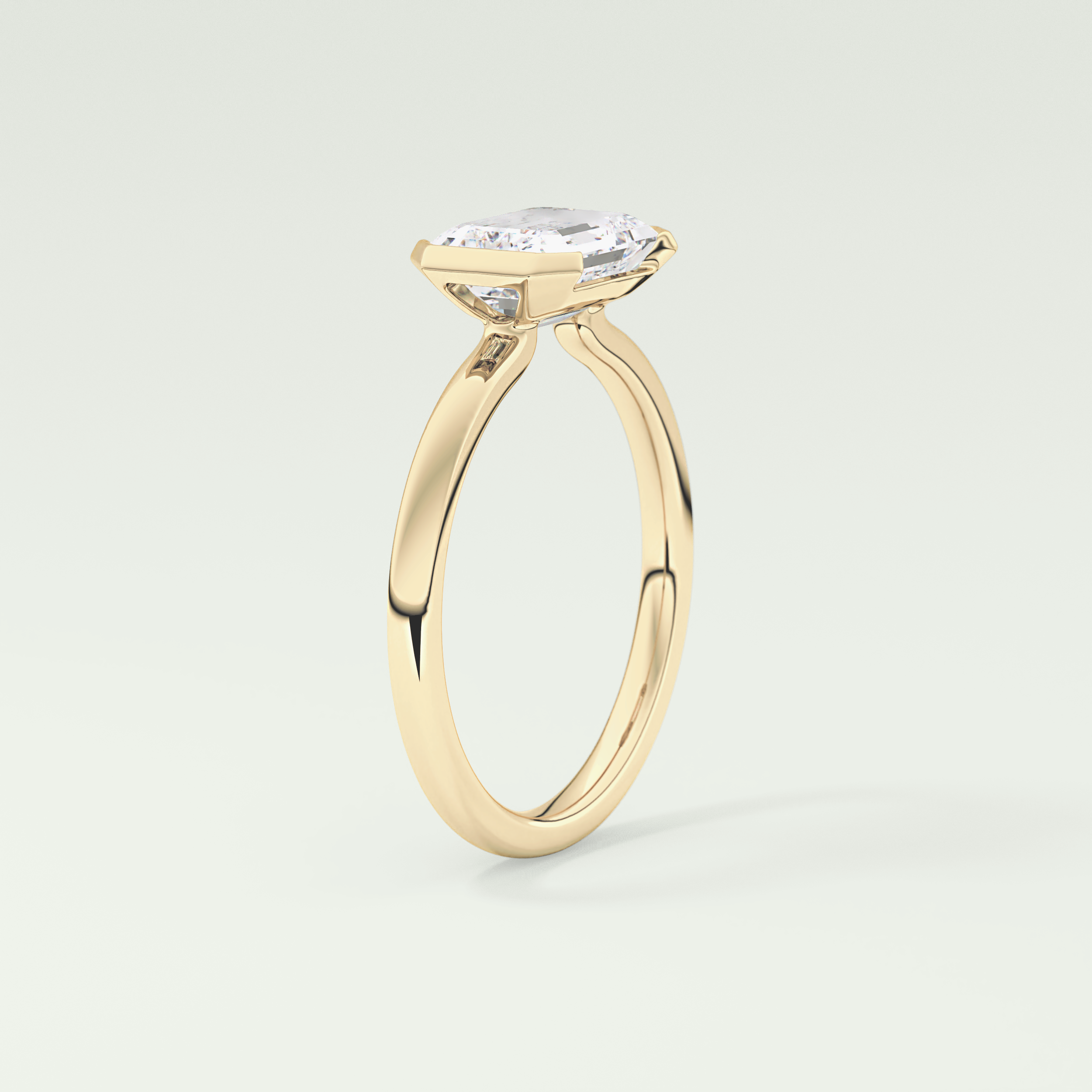 2.0 CT Emerald Cut Half Bezel Lab Grown Diamond Engagement Ring