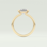 2.0 CT Emerald Cut Half Bezel Lab Grown Diamond Engagement Ring