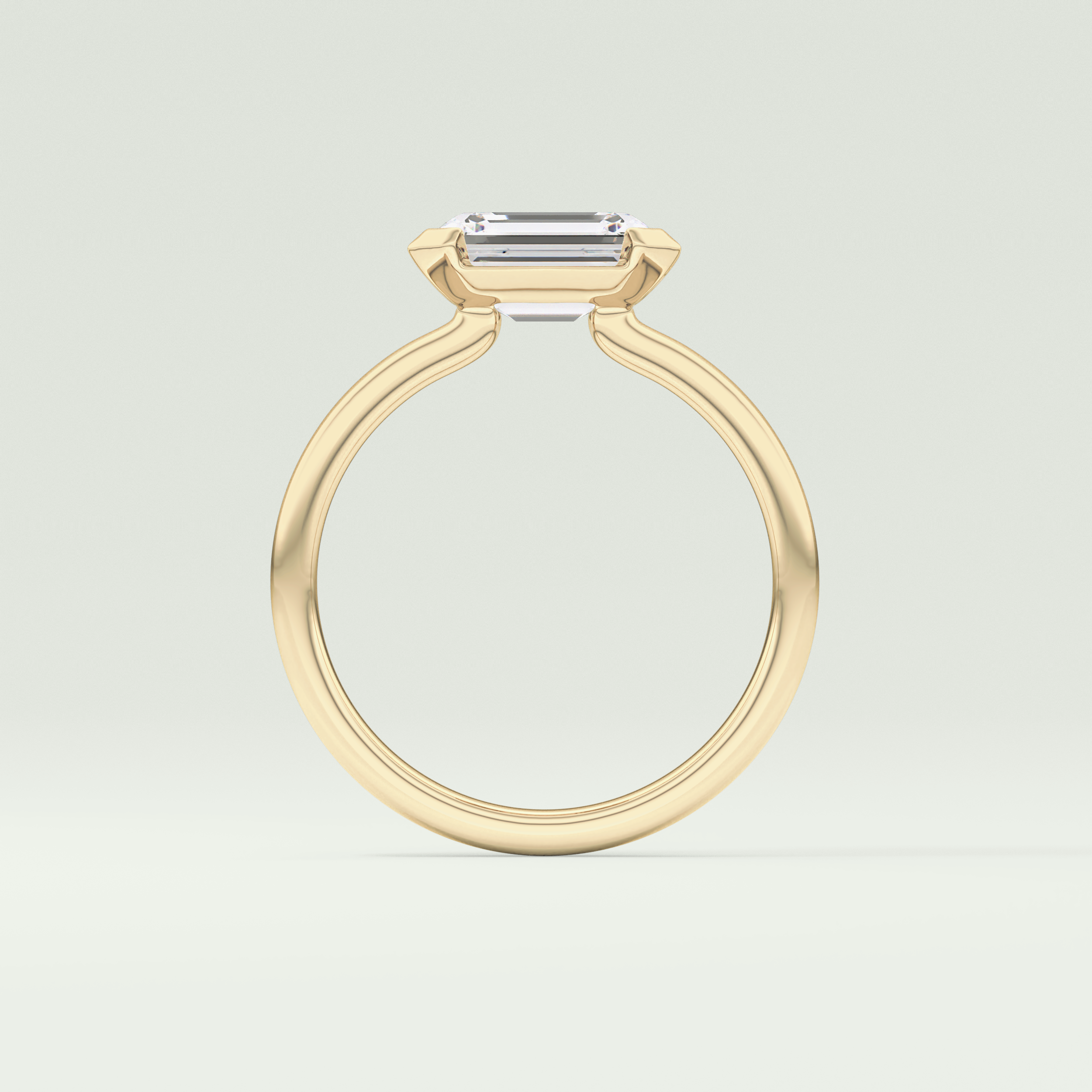 2.0 CT Emerald Cut Half Bezel Lab Grown Diamond Engagement Ring