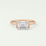 2.0 CT Emerald Cut Half Bezel Lab Grown Diamond Engagement Ring